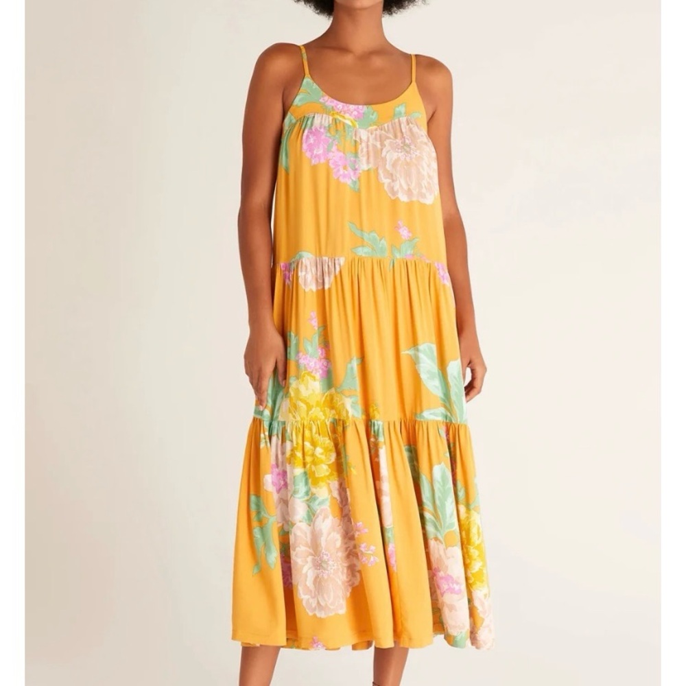 Z Supply Yellow Tiered Maxi Sundress